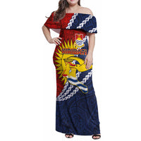 Kiribati Independence Day Family Matching Off Shoulder Maxi Dress and Hawaiian Shirt Polynesian and Melanesian Art Tattoo