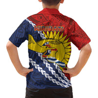 Kiribati Independence Day Family Matching Off Shoulder Short Dress and Hawaiian Shirt Polynesian and Melanesian Art Tattoo