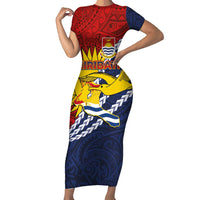 Kiribati Independence Day Family Matching Short Sleeve Bodycon Dress and Hawaiian Shirt Polynesian and Melanesian Art Tattoo