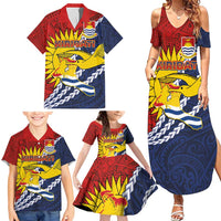 Kiribati Independence Day Family Matching Summer Maxi Dress and Hawaiian Shirt Polynesian and Melanesian Art Tattoo