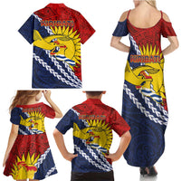 Kiribati Independence Day Family Matching Summer Maxi Dress and Hawaiian Shirt Polynesian and Melanesian Art Tattoo