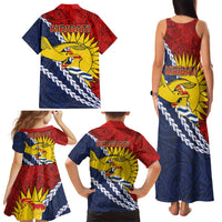 Kiribati Independence Day Family Matching Tank Maxi Dress and Hawaiian Shirt Polynesian and Melanesian Art Tattoo