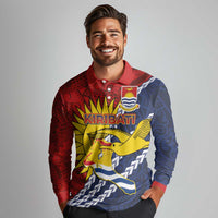 Kiribati Independence Day Long Sleeve Polo Shirt Polynesian and Melanesian Art Tattoo