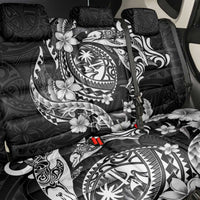 Guam Dolphins Tribal Tattoo Back Car Seat Cover Polynesian Art and Tropical Flower Grayscale LT03 - Polynesian Pride