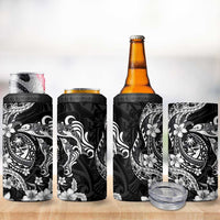 Guam Dolphins Tribal Tattoo 4 in 1 Can Cooler Tumbler Polynesian Art and Tropical Flower Grayscale LT03 - Polynesian Pride