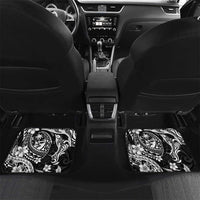Guam Dolphins Tribal Tattoo Car Mats Polynesian Art and Tropical Flower Grayscale