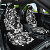Guam Dolphins Tribal Tattoo Car Seat Cover Polynesian Art and Tropical Flower Grayscale LT03 One Size Black - Polynesian Pride