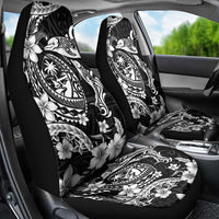 Guam Dolphins Tribal Tattoo Car Seat Cover Polynesian Art and Tropical Flower Grayscale LT03 - Polynesian Pride
