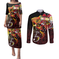 Papua New Guinea 2025 Couples Matching Puletasi and Long Sleeve Button Shirt 50th Independence Day Anniversary