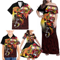 Papua New Guinea 2025 Family Matching Off Shoulder Maxi Dress and Hawaiian Shirt 50th Independence Day Anniversary