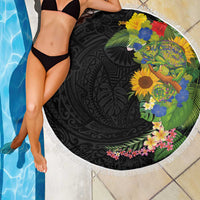 Hawaiian Tropical Plants and Chameleon Beach Blanket Polynesian Art Colorful - Polynesian Pride