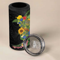 Hawaiian Tropical Plants and Chameleon 4 in 1 Can Cooler Tumbler Polynesian Art Colorful - Polynesian Pride
