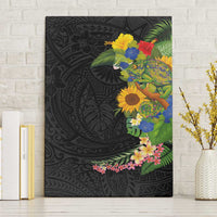 Hawaiian Tropical Plants and Chameleon Canvas Wall Art Polynesian Art Colorful - Polynesian Pride