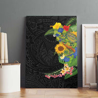 Hawaiian Tropical Plants and Chameleon Canvas Wall Art Polynesian Art Colorful - Polynesian Pride