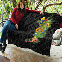 Hawaiian Tropical Plants and Chameleon Quilt Polynesian Art Colorful - Polynesian Pride