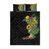 Hawaiian Tropical Plants and Chameleon Quilt Bed Set Polynesian Art Colorful LT03 - Polynesian Pride