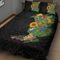 Hawaiian Tropical Plants and Chameleon Quilt Bed Set Polynesian Art Colorful LT03 - Polynesian Pride