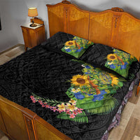 Hawaiian Tropical Plants and Chameleon Quilt Bed Set Polynesian Art Colorful LT03 - Polynesian Pride