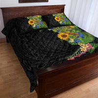 Hawaiian Tropical Plants and Chameleon Quilt Bed Set Polynesian Art Colorful LT03 - Polynesian Pride