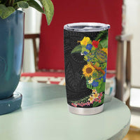 Hawaiian Tropical Plants and Chameleon Tumbler Cup Polynesian Art Colorful - Polynesian Pride
