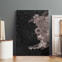 Hawaiian Tropical Plants and Chameleon Canvas Wall Art Polynesian Art Grayscale - Polynesian Pride