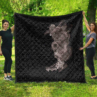 Hawaiian Tropical Plants and Chameleon Quilt Polynesian Art Grayscale - Polynesian Pride
