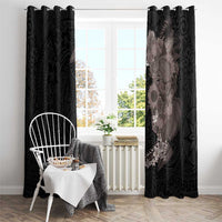 Hawaiian Tropical Plants and Chameleon Window Curtain Polynesian Art Grayscale - Polynesian Pride