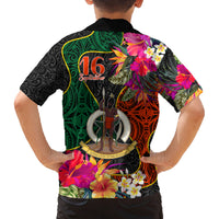 Penama Day Kid Hawaiian Shirt 16th September Polynesian Pattern with Pacific Flower LT03 - Polynesian Pride