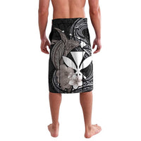 Hawaiian Whale and Kanaka Maoli Symbol Lavalava Hibiscus with Hawaii Map and Polynesian Tattoo Grayscale Color