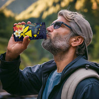 Hawaiian Whale and Kanaka Maoli Symbol 4 in 1 Can Cooler Tumbler Hibiscus with Hawaii Map and Polynesian Tattoo Deep Sea Color