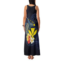 Hawaiian Whale and Kanaka Maoli Symbol Family Matching Tank Maxi Dress and Hawaiian Shirt Hibiscus with Hawaii Map and Polynesian Tattoo Deep Sea Color