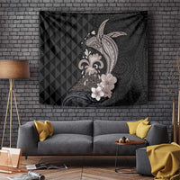 Hawaiian Whale and Volcanic Eruption Tapestry Hibiscus and Kakau Pattern Grayscale Color LT03 - Polynesian Pride