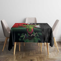 Hawaiian Halloween Tablecloth Horror Shaka Hand with Plumeria and Polynesian Tattoo Blood Color