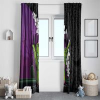 Hawaiian Halloween Window Curtain Horror Shaka Hand with Plumeria and Polynesian Tattoo Midnight Color