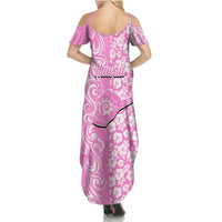 Hawaii Kauai Island Summer Maxi Dress Hibiscus Pattern Seamless Tribal Simple Pink LT03 - Polynesian Pride