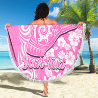 Custom Hawaii Kauai Island Beach Blanket Hibiscus Pattern Seamless Tribal Simple Pink LT03 - Wonder Print Shop