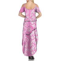 Custom Hawaii Kauai Island Summer Maxi Dress Hibiscus Pattern Seamless Tribal Simple Pink LT03 - Polynesian Pride