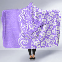 Hawaii Kauai Island Hooded Blanket Hibiscus Pattern Seamless Tribal Simple Purple LT03 - Polynesian Pride