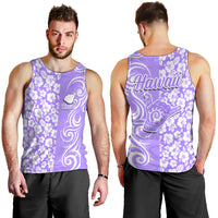 Hawaii Kauai Island Men Tank Top Hibiscus Pattern Seamless Tribal Simple Purple LT03 - Polynesian Pride