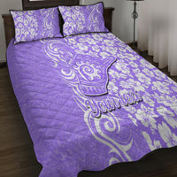 Custom Hawaii Kauai Island Quilt Bed Set Hibiscus Pattern Seamless Tribal Simple Purple LT03 - Polynesian Pride