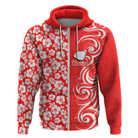 Hawaii Kauai Island Hoodie Hibiscus Pattern Seamless Tribal Simple Red LT03 Zip Hoodie Red - Polynesian Pride