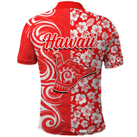 Hawaii Kauai Island Polo Shirt Hibiscus Pattern Seamless Tribal Simple Red LT03 - Polynesian Pride