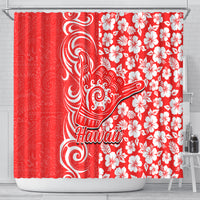 Hawaii Kauai Island Shower Curtain Hibiscus Pattern Seamless Tribal Simple Red LT03 - Polynesian Pride