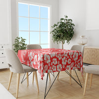 Hawaii Kauai Island Tablecloth Hibiscus Pattern Seamless Tribal Simple Red LT03 - Polynesian Pride