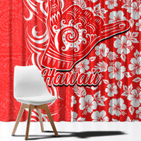Hawaii Kauai Island Window Curtain Hibiscus Pattern Seamless Tribal Simple Red LT03 - Polynesian Pride
