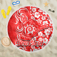 Custom Hawaii Kauai Island Beach Blanket Hibiscus Pattern Seamless Tribal Simple Red LT03 One Size 150cm Red - Wonder Print Shop