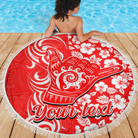 Custom Hawaii Kauai Island Beach Blanket Hibiscus Pattern Seamless Tribal Simple Red LT03 - Wonder Print Shop