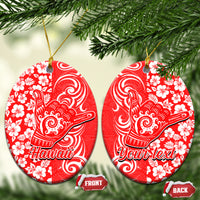 Custom Hawaii Kauai Island Ceramic Ornament Hibiscus Pattern Seamless Tribal Simple Red LT03 - Polynesian Pride