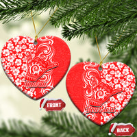 Custom Hawaii Kauai Island Ceramic Ornament Hibiscus Pattern Seamless Tribal Simple Red LT03 - Polynesian Pride