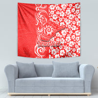 Custom Hawaii Kauai Island Tapestry Hibiscus Pattern Seamless Tribal Simple Red LT03 - Polynesian Pride